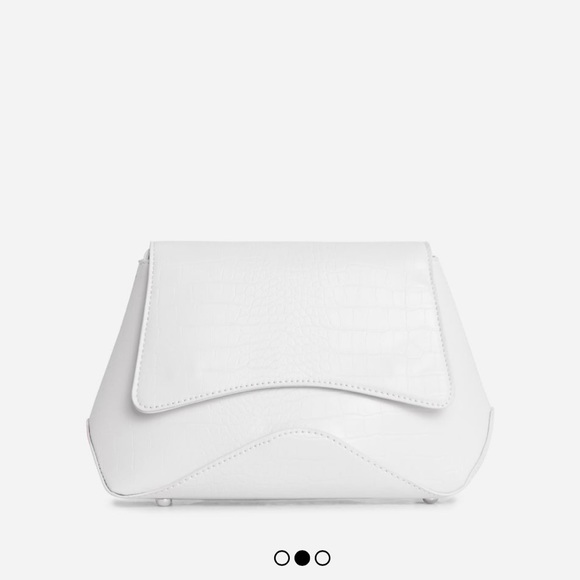 NWT EGO KENNEDY SHAPED SHOULDER BAG IN WHITE CROC PRINT FAUX LEATHER - Picture 2 of 3